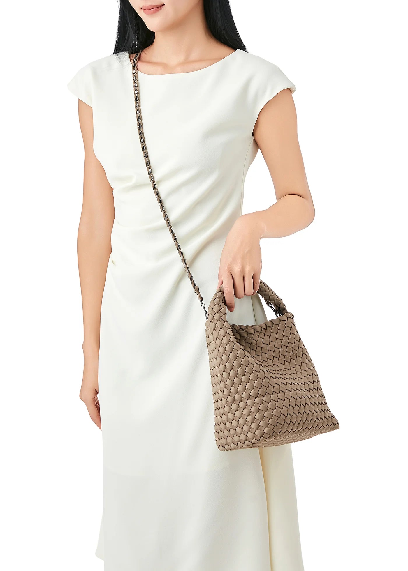 Shelly woven bucket bag - taupe