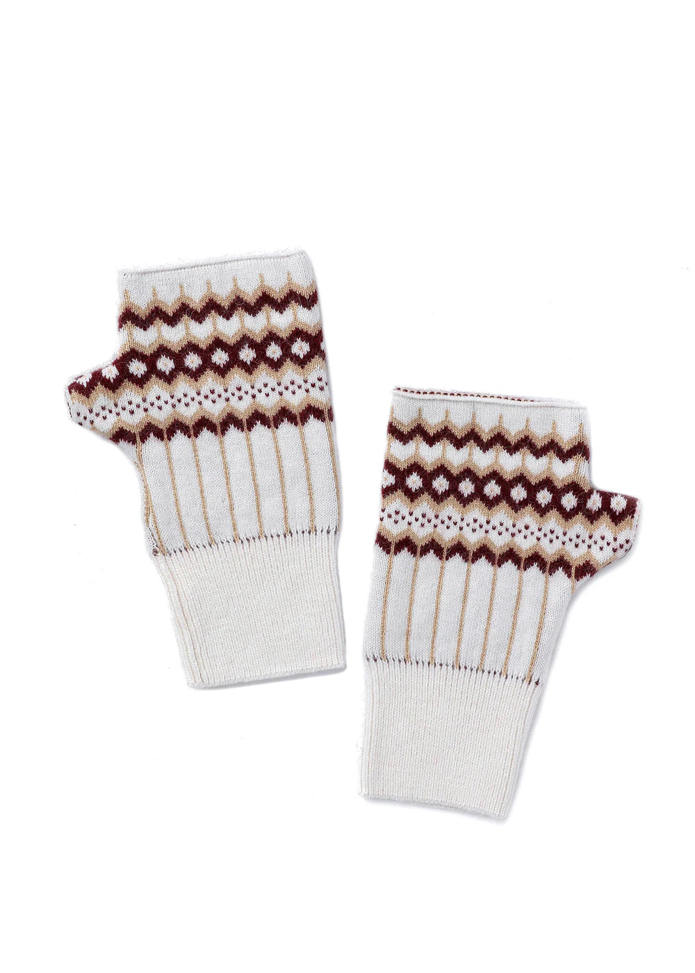 Fair isle fingerless gloves - cream