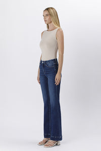 F5865 - High rise trouser hem jeans - blue element