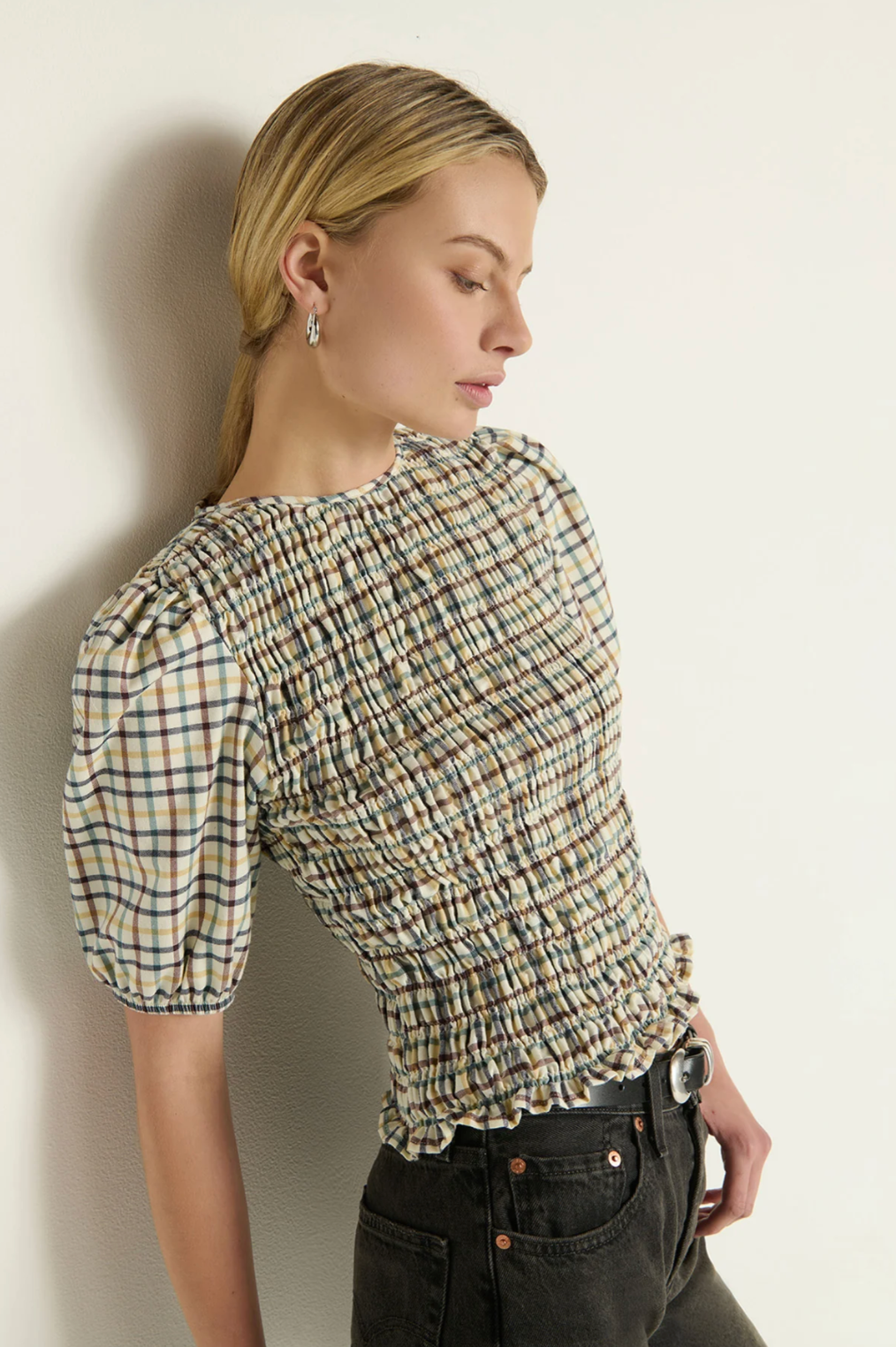 Brinley smocked top - multi color plaid