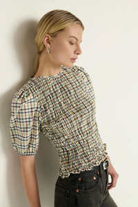 Brinley smocked top - multi color plaid