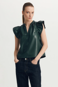 Venora faux leather top - forest
