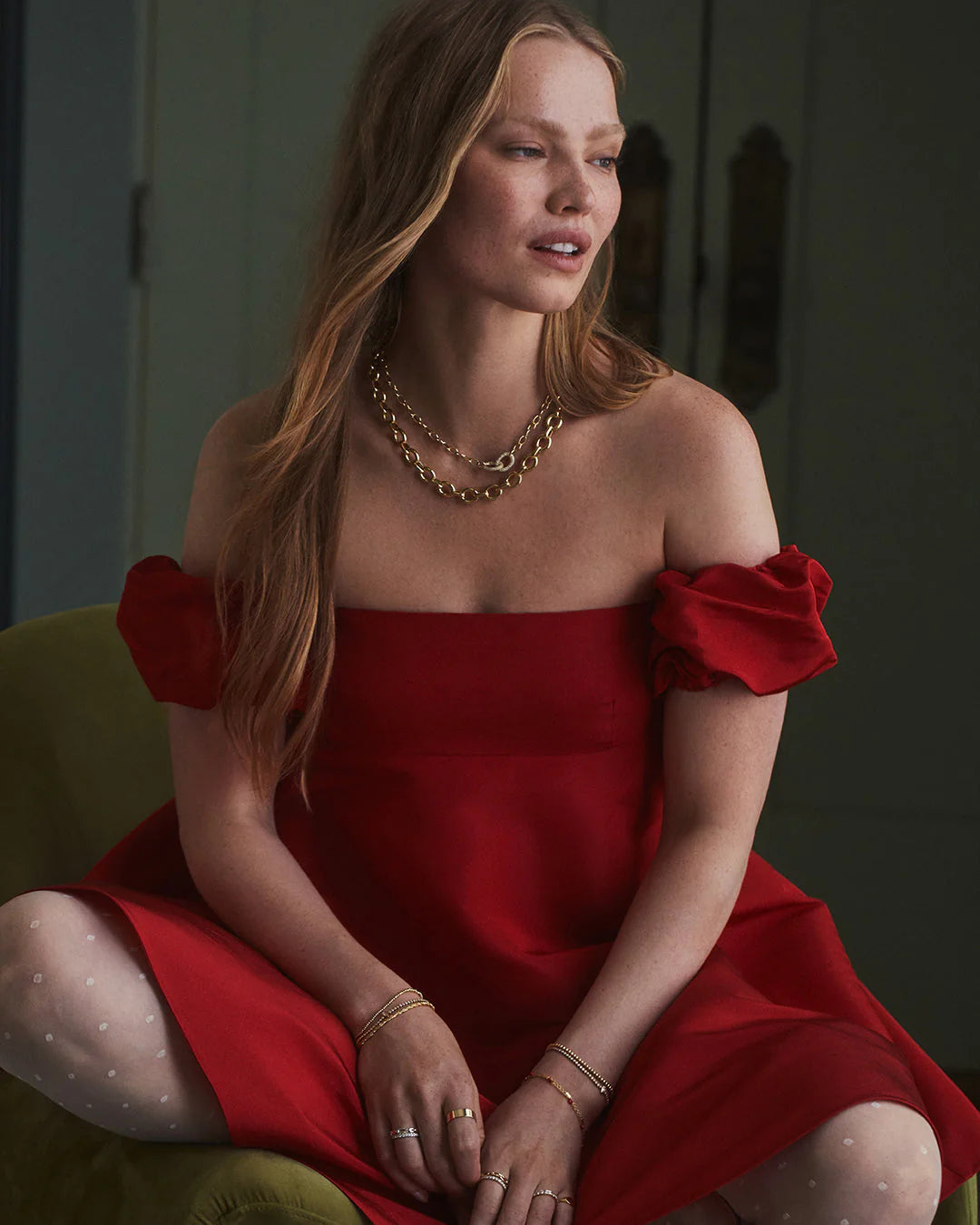 Lou shimmer interlocking necklace - gold