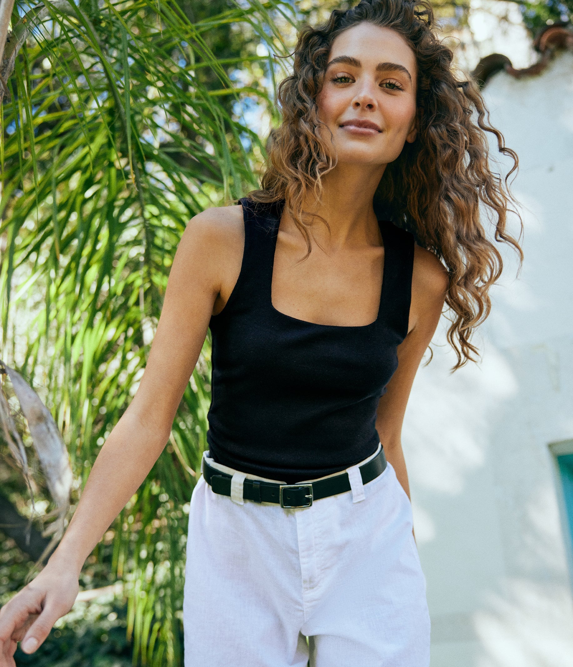 Maribel square neck tank - black