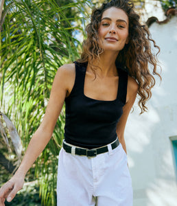 Maribel square neck tank - black