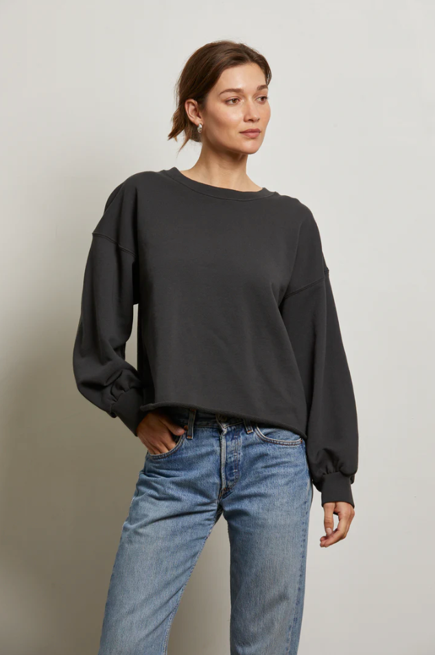 Zayne french terry pullover sweatshirt - vintage black