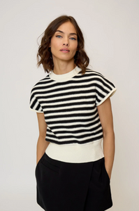 Olive striped stitch dolman - bone
