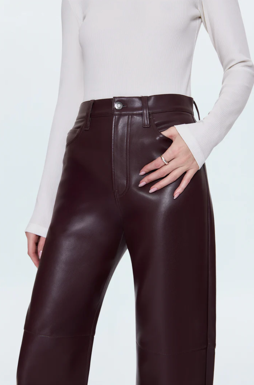 Jett high rise bowed straight pant - cabernet