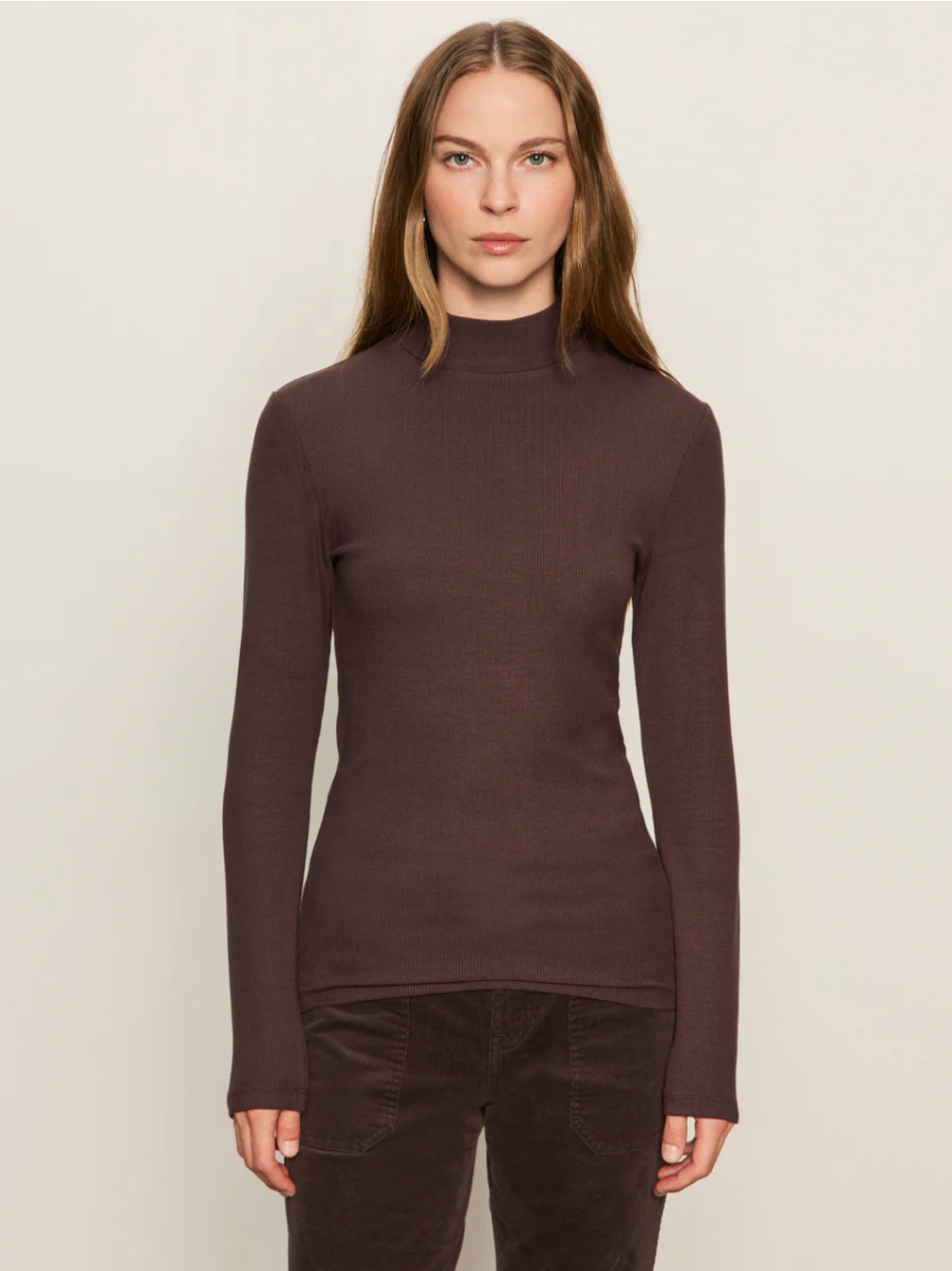 Long sleeve mock essential top - semi sweet