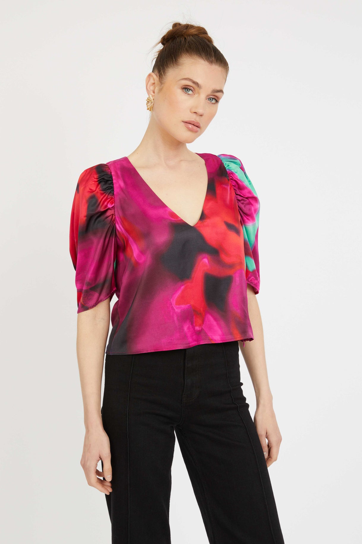 Arden top - blur iris bloom