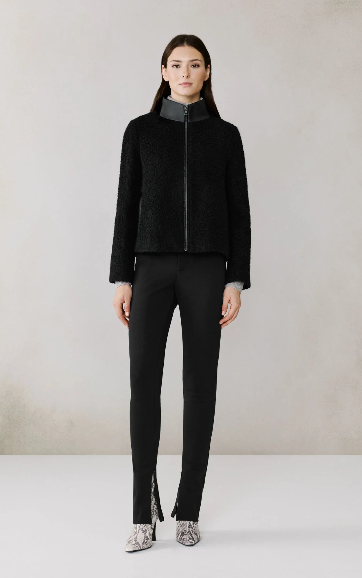 Kaitlyn boucle trapeze jacket - black