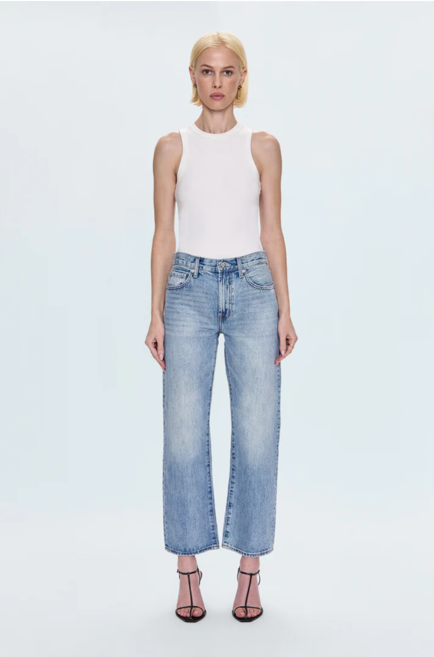 Lexi mid rise bowed straight jean - bowie