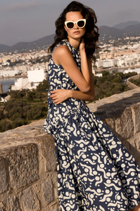 Sleeveless piped maxi - acadia navy