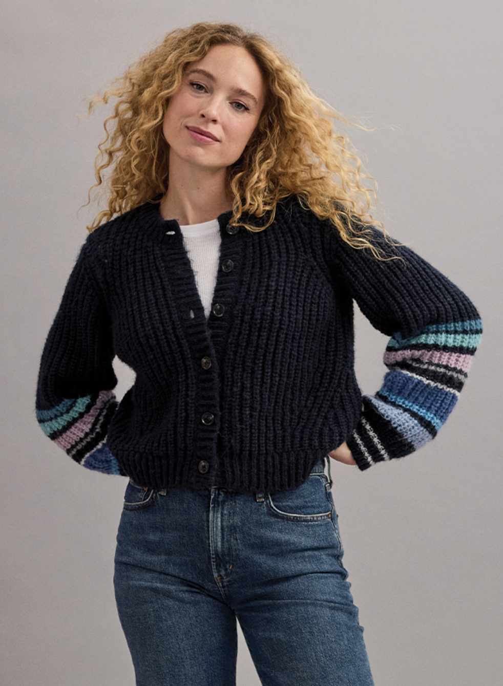 Lumi striped cardigan - nocturnal combo