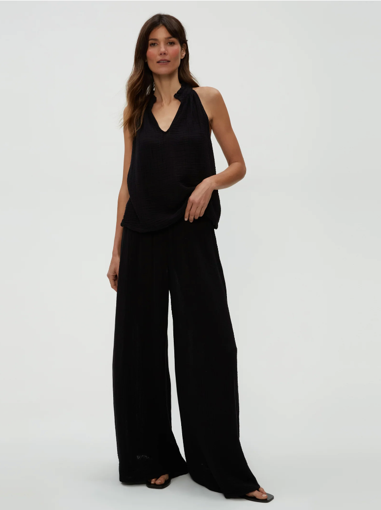 Simba smocked waist pant - black