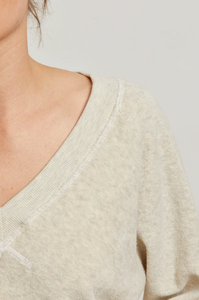 Sonny loop terry v-neck sweatshirt - oatmeal