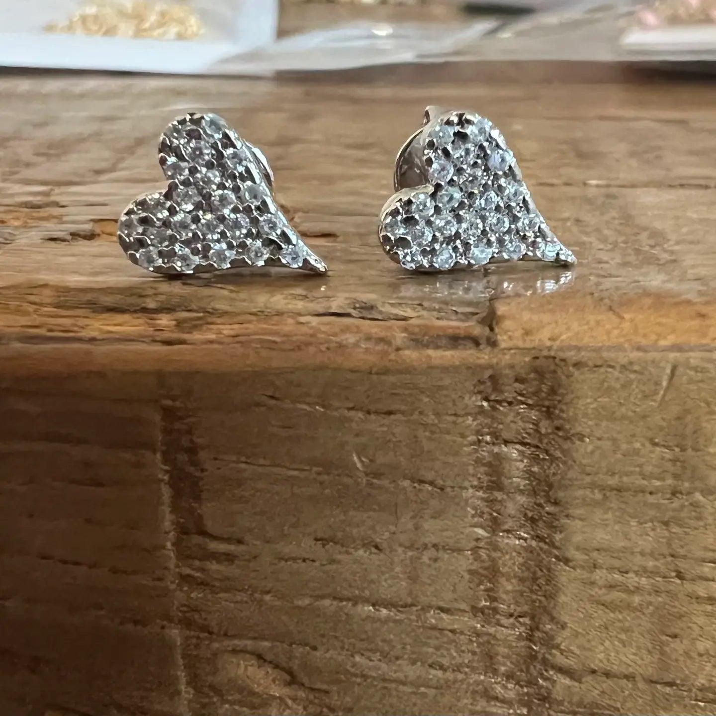 Cz small heart studs - silver