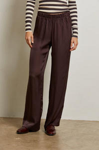 Camile satin straight leg pant - cocoa