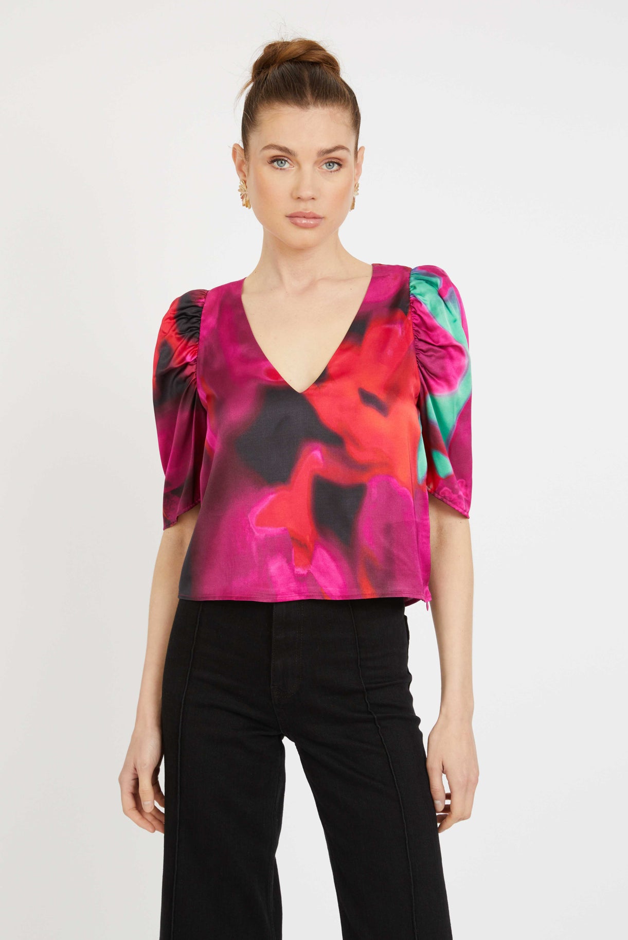 Arden top - blur iris bloom