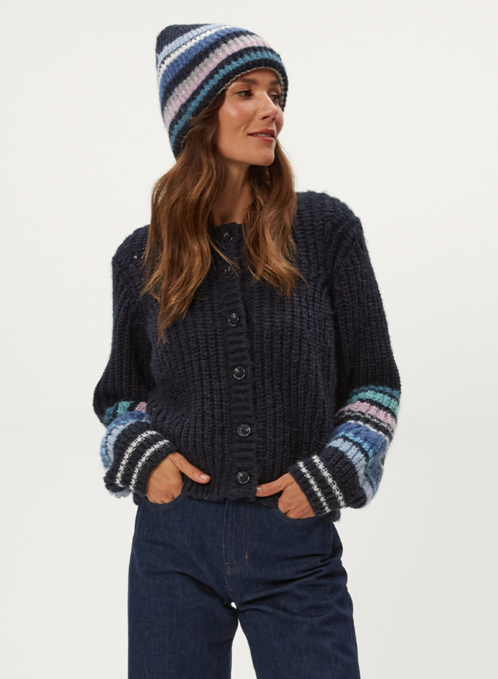 Lumi striped cardigan - nocturnal combo