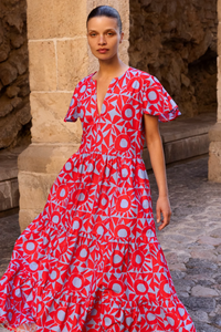 V-neck maxi - eclipse red