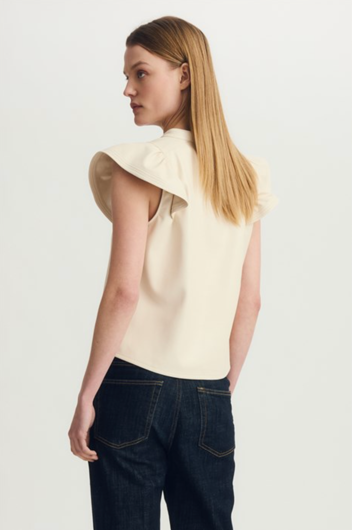 Venora faux leather top - cream