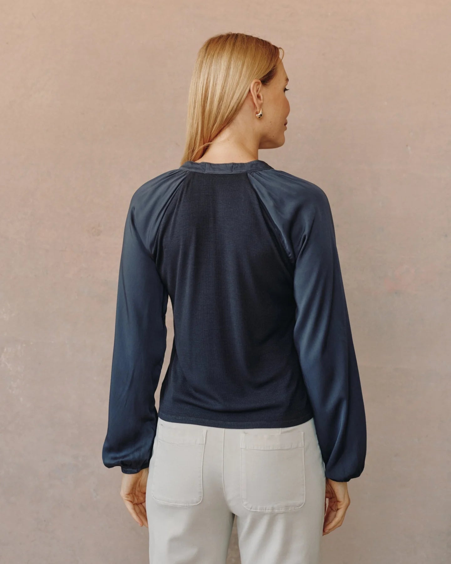 Long sleeve raglan mixed shirt - obsidian stone