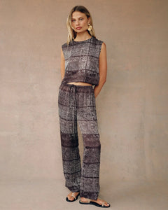 Boxy button back top - asilah textured print