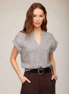 Morgan V Neck Top - gray
