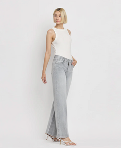 F5651 - Mid Rise Wide Leg Jeans - clementine