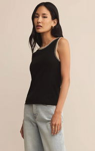 Social whipstitch tank - black