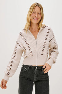 Lune sweater - oatmeal brown whip stitch