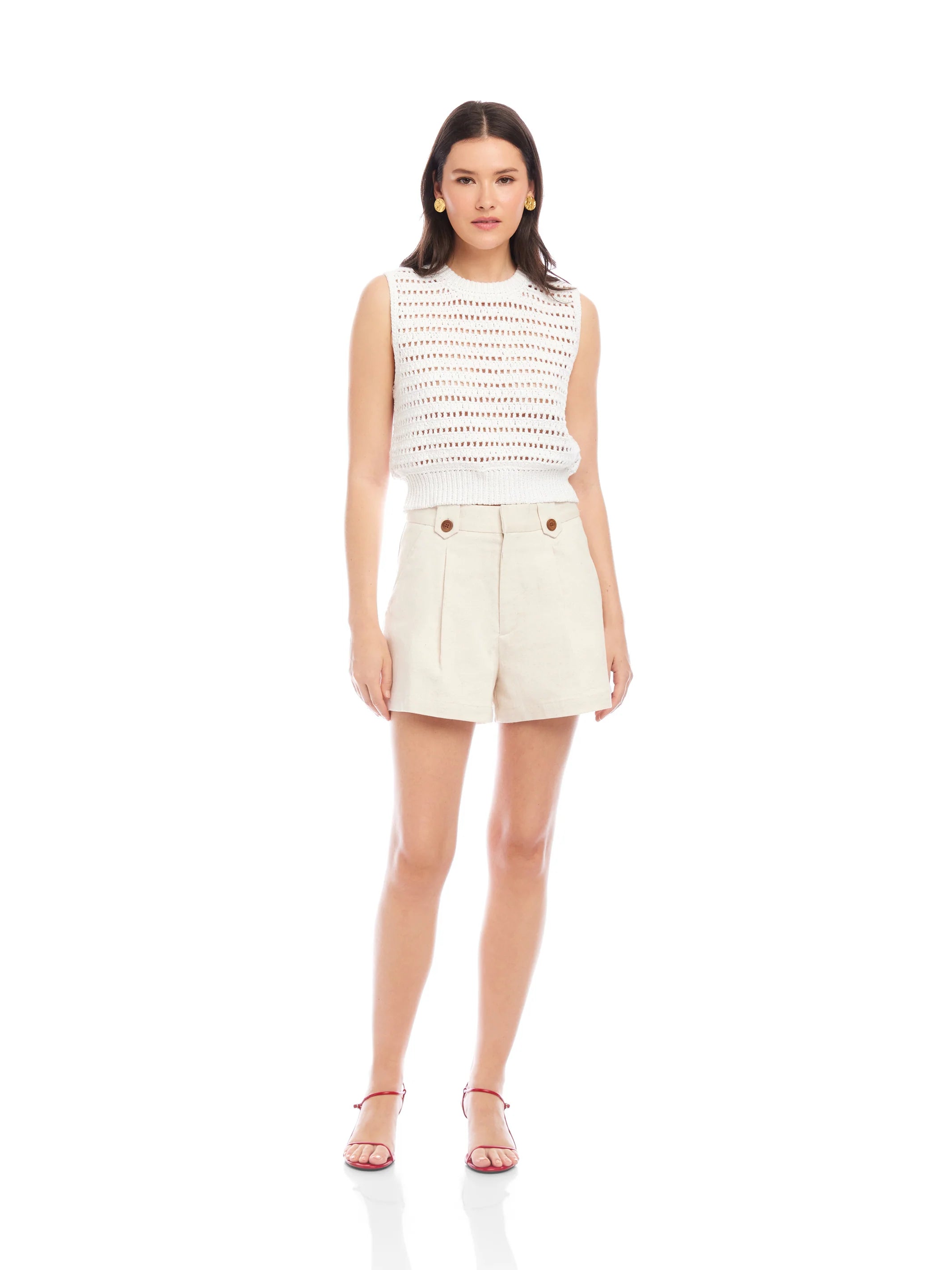 Tara crochet vest - off white