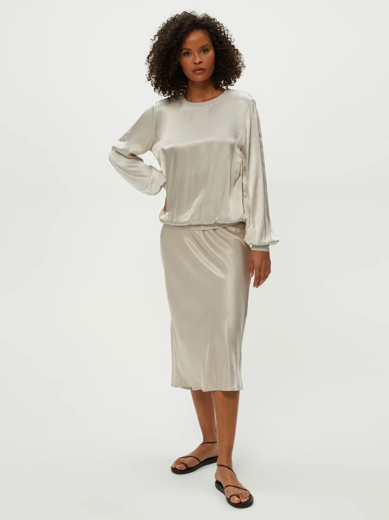 Leila bias midi skirt - cement