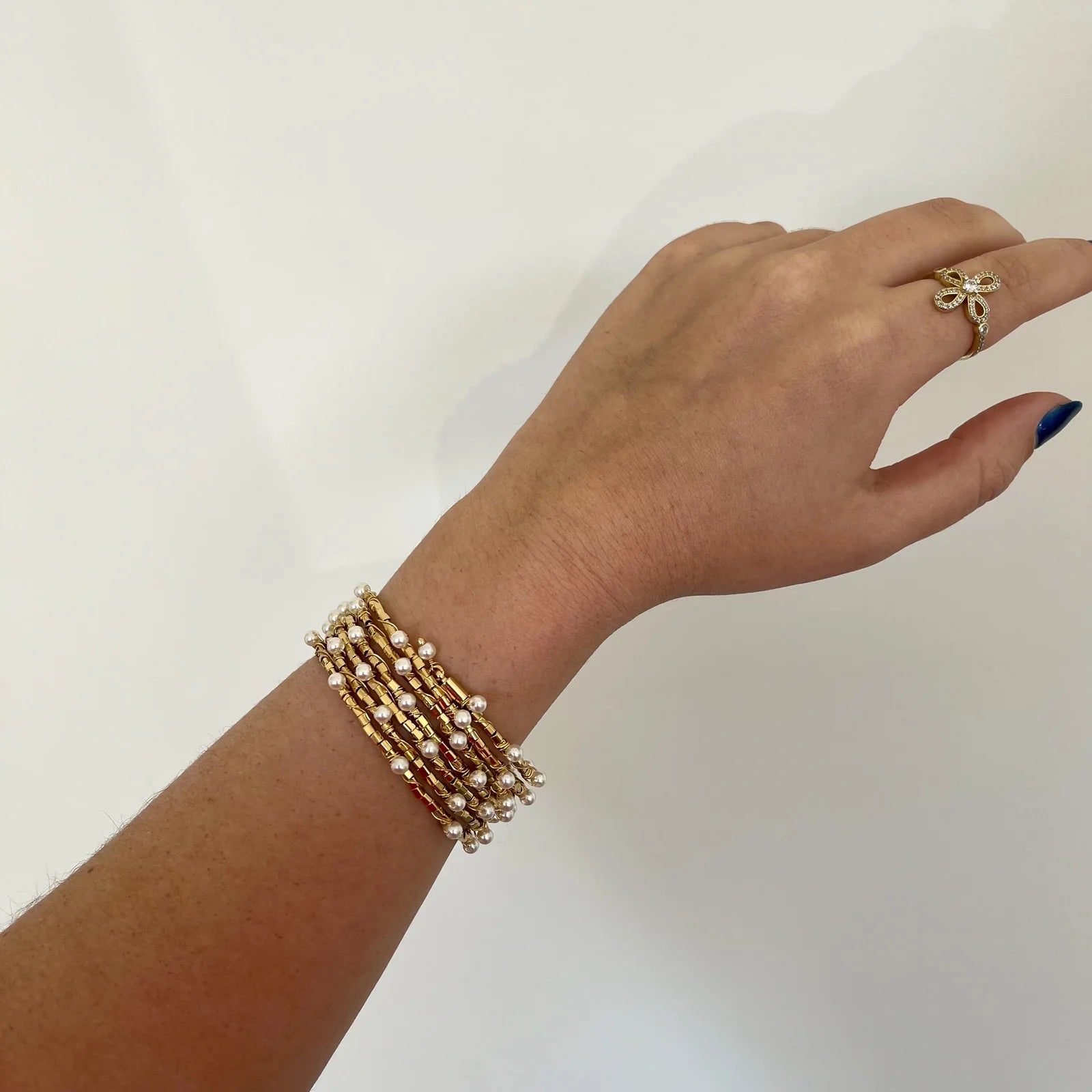 Blake pearl wrap bracelet (6 rows)