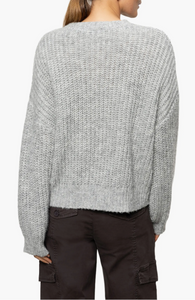 Fuzzy volume sleeve sweater - heather grey