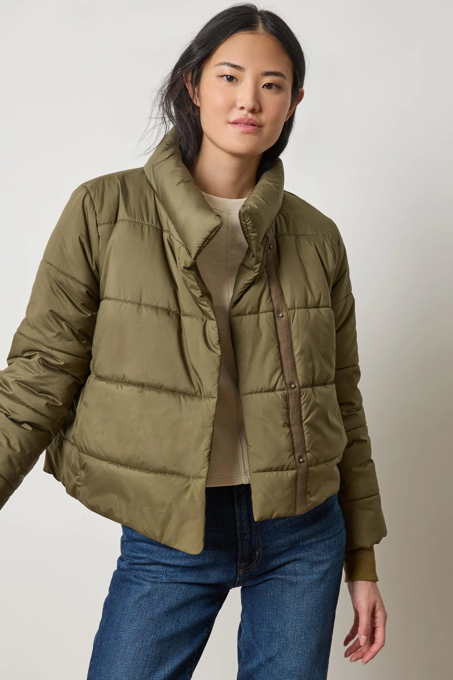 Knit cuff jacket (PA3135) - evergreen