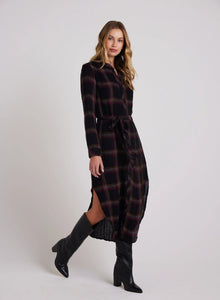 Button down maxi shirt dress - autumn sunset plaid