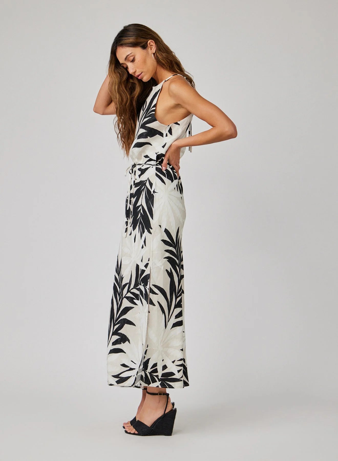 Maxi halter dress - maui palm print