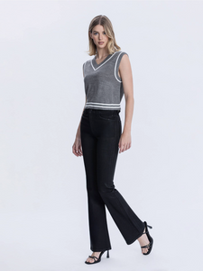 F6314BK - Full Length Black Bootcut Jeans - black