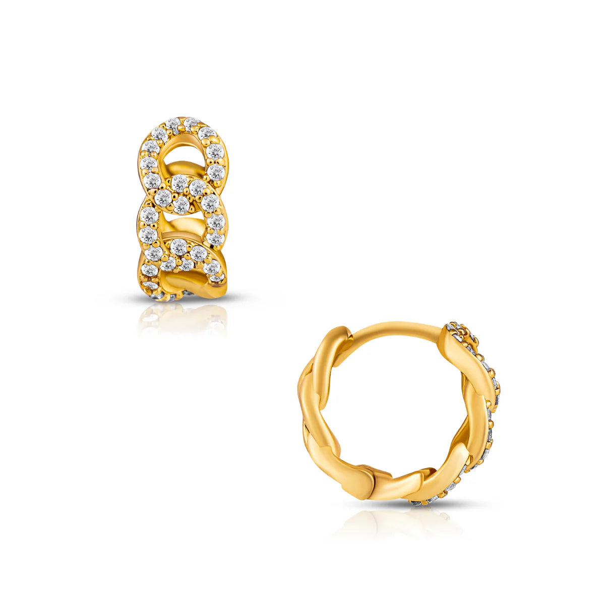 Anika chain huggie hoops - gold