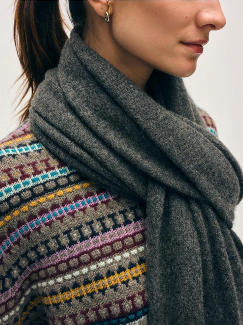 Cashmere scarf - dark slate heather