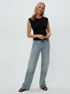 Leighton power shoulder top - black