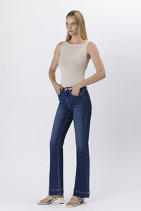 F5865 - High rise trouser hem jeans - blue element