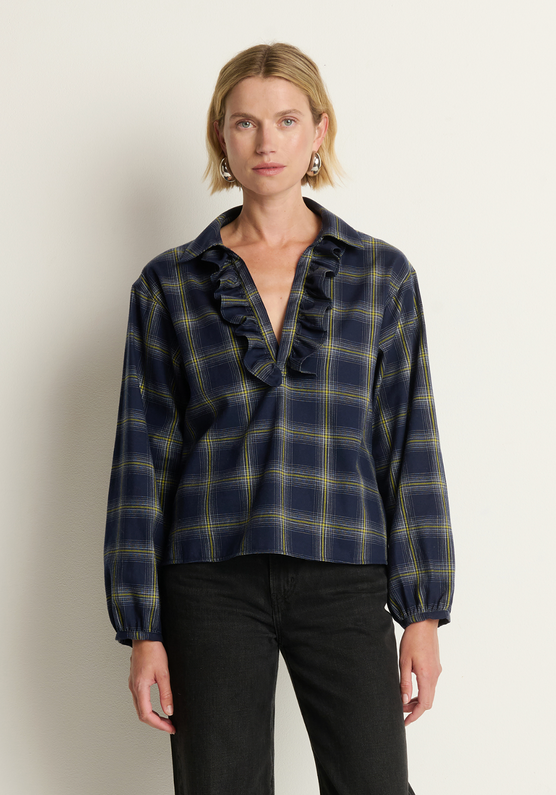 Beckett blouse - starry night plaid