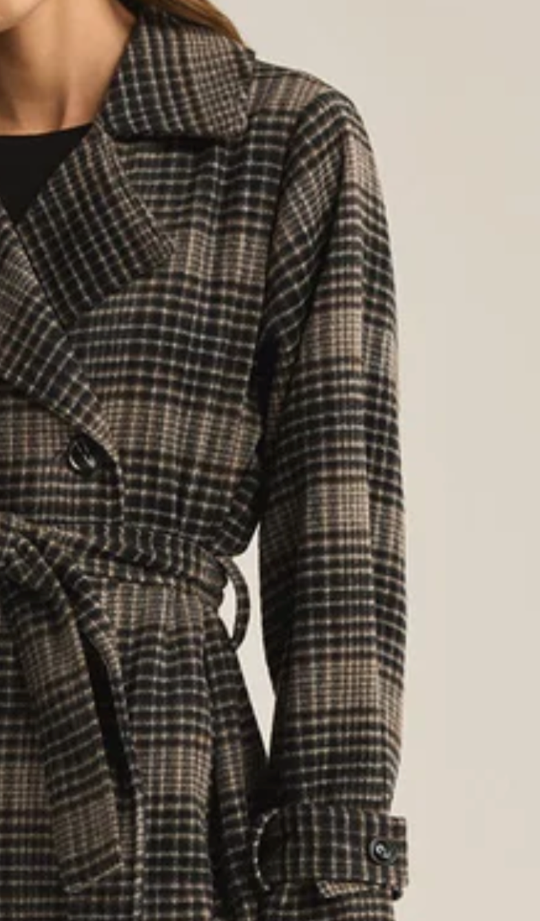 Jackie plaid trench - latte