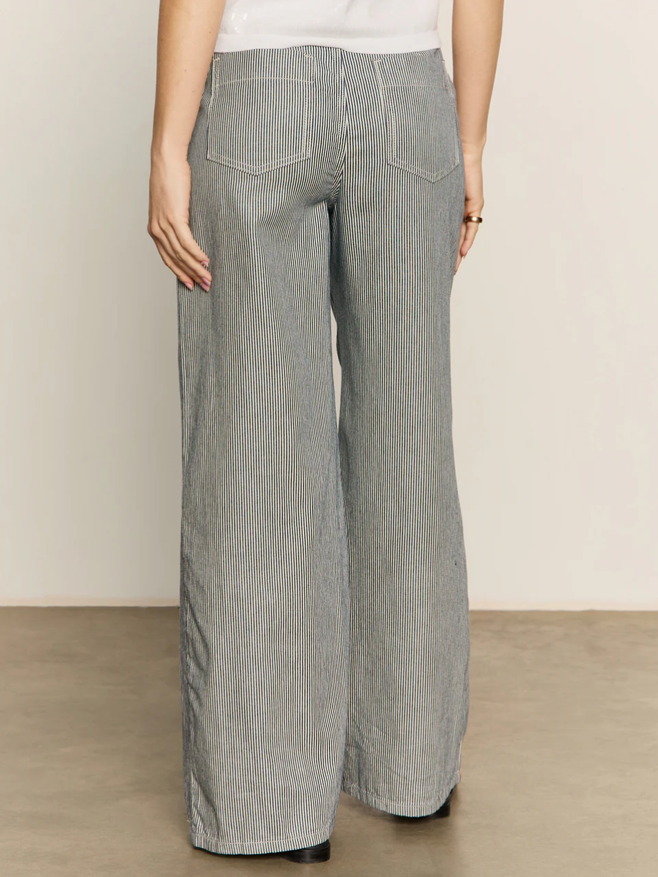 Marine striped patch pocket wide leg pants - yacht stripe