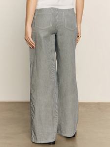 Marine striped patch pocket wide leg pants - yacht stripe