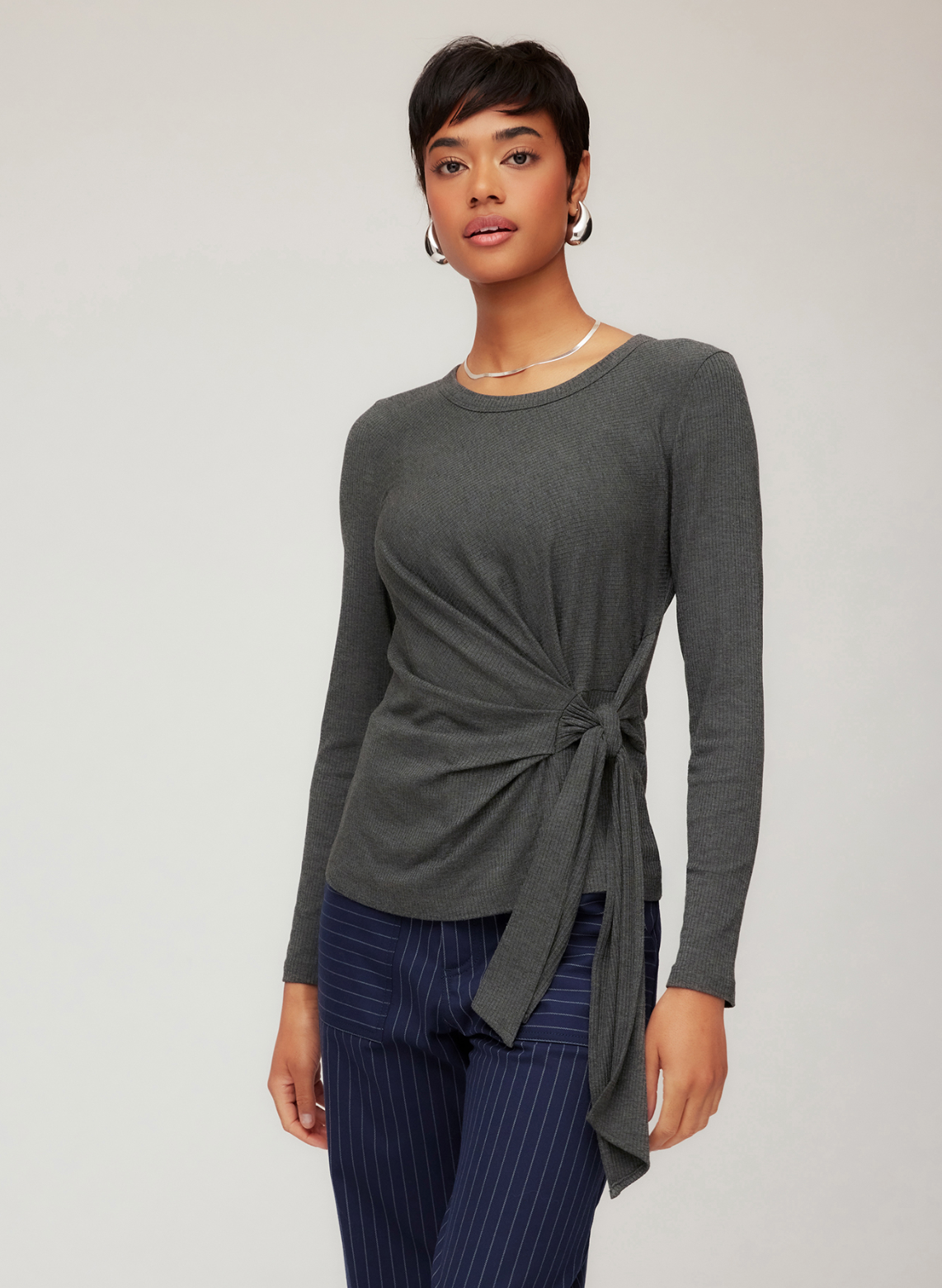 Addy Side-Knot Top - charcoal