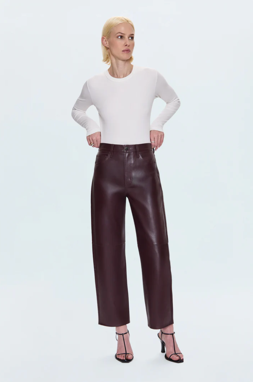 Jett high rise bowed straight pant - cabernet